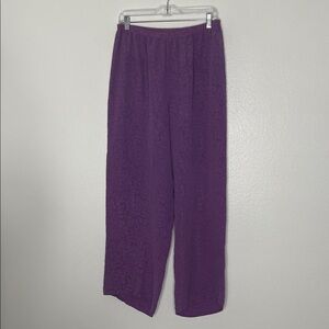 Uru Embossed Washable Silk Elastic Waist Lavender Pants, One Size, EUC.